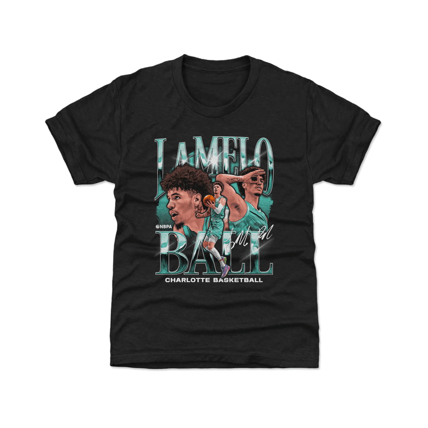500 Level T-Shirts Youths LaMelo Ball Charlotte 500 Level NBA Montage T-Shirt - Tri Black