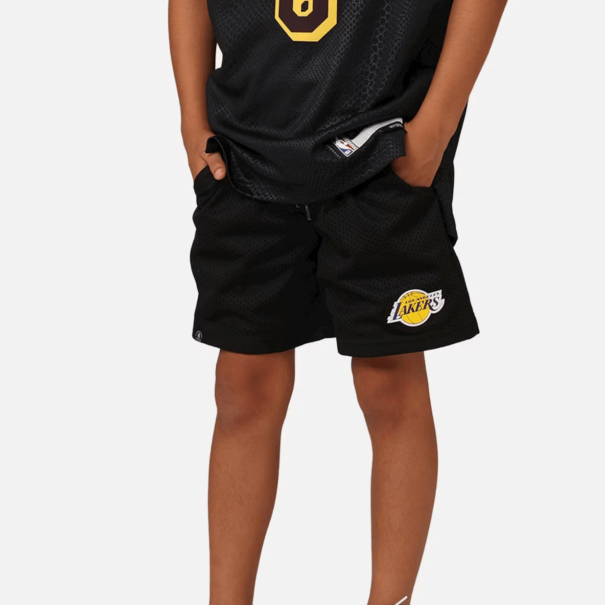 NBA Essentials Shorts Youths Los Angeles Lakers NBA Team Logo Mesh Shorts - Black
