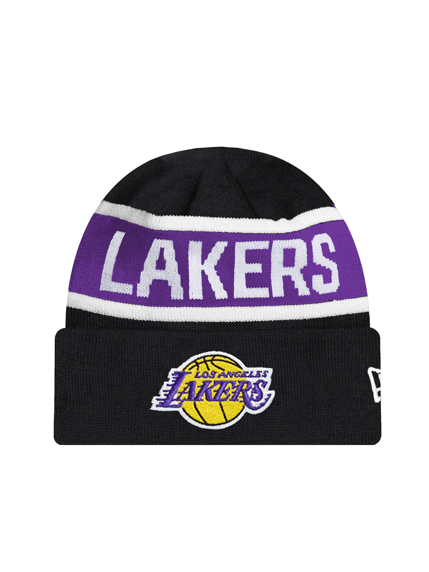 New Era Beanies Youths Youths Los Angeles Lakers New Era NBA Spell Out Pomless Knit Beanie - Black