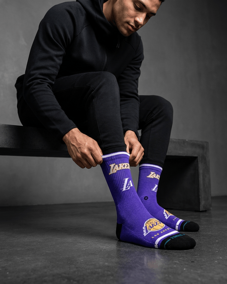 Stance Socks Medium (6-8.5 US) Youths Los Angeles Lakers Stance NBA Statement Crew Socks