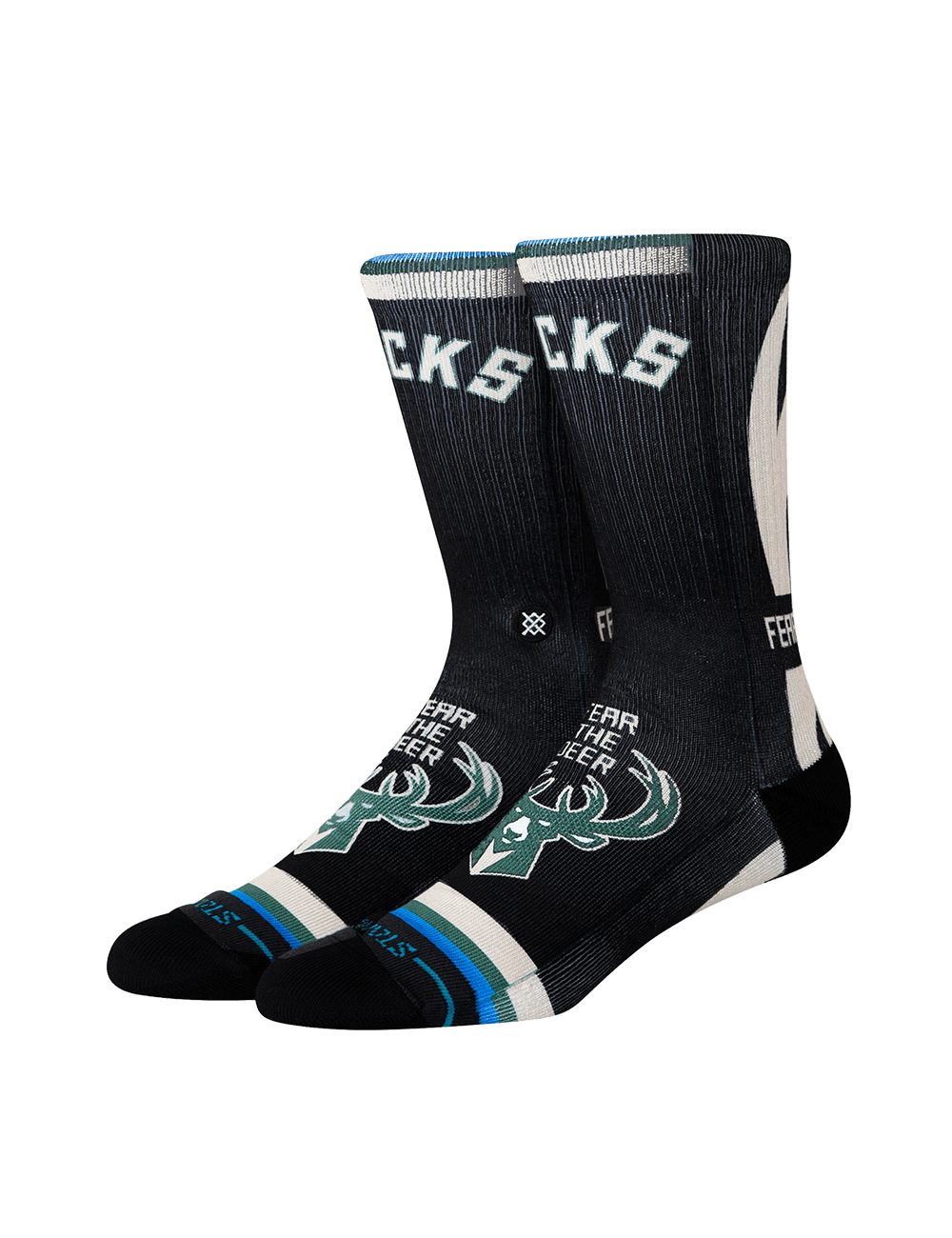 Stance Socks Medium (6-8.5 US) Youths Milwaukee Bucks Stance NBA Statement Crew Socks