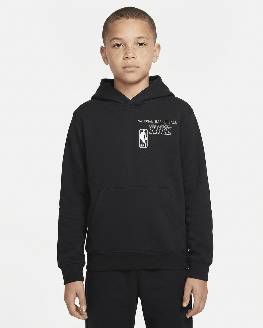 Nike Jumpers Youths NBA Logoman Nike NBA Prime Courtside Hoodie Jumper - Black