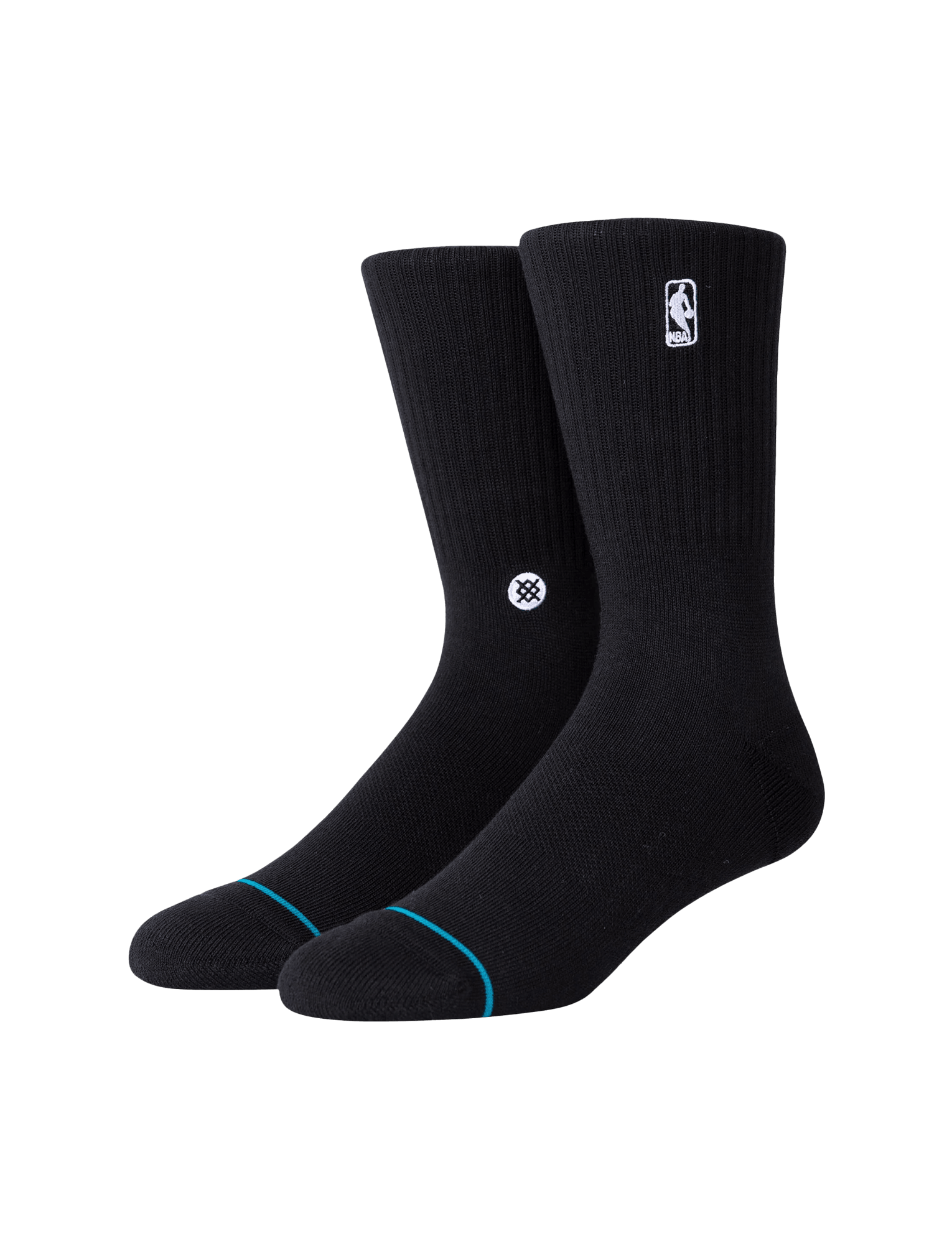 Stance Socks Medium (6-8.5 US) Youths NBA Logoman Stance Black & White Crew Socks - Black