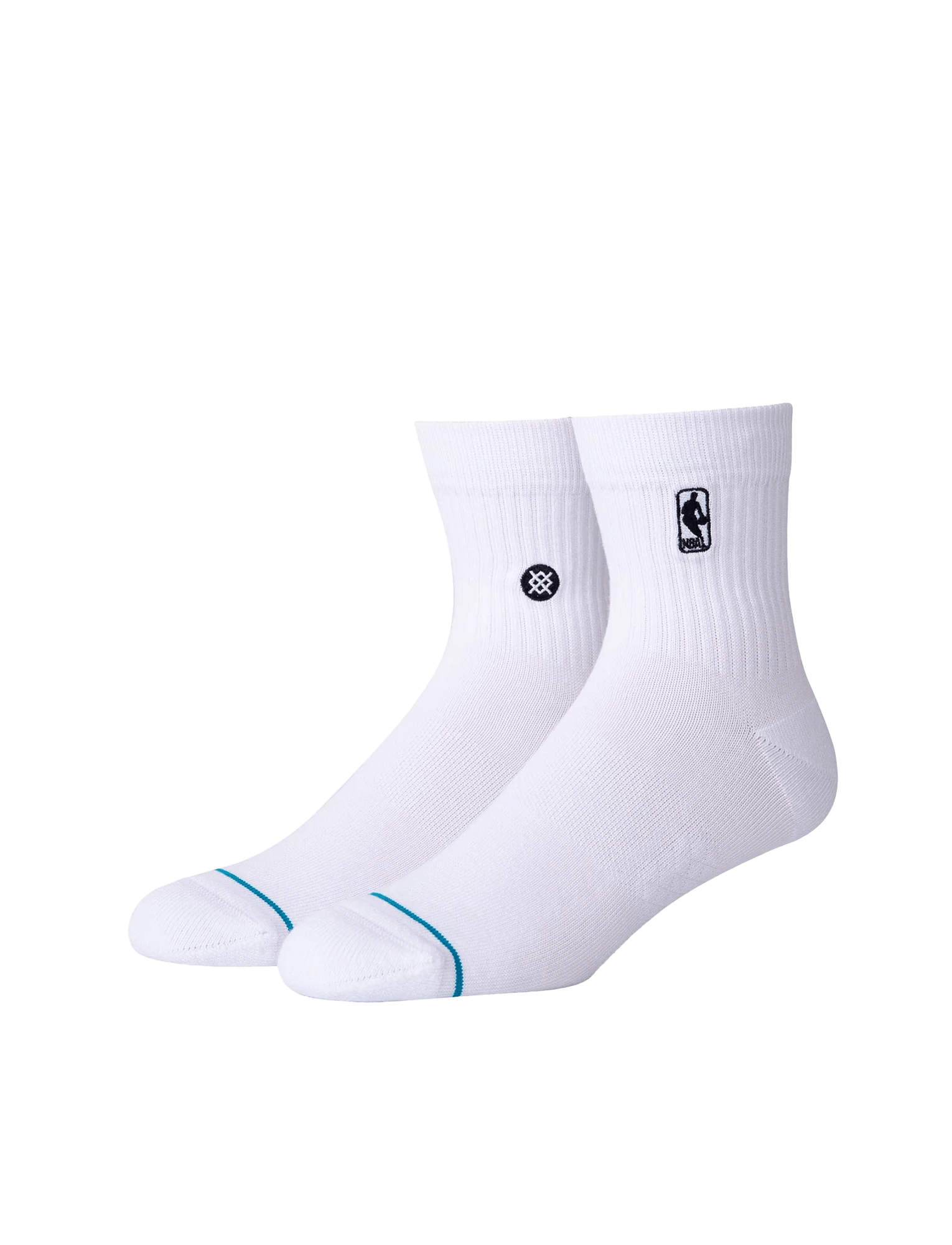 Stance Socks Medium (6-8.5 US) Youths NBA Logoman Stance Black & White Quarter Socks - White