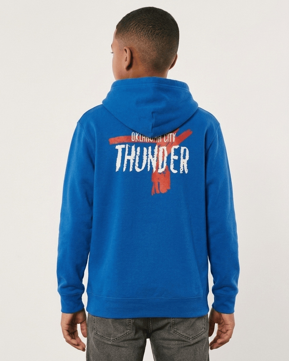 Nike Jumpers Youths Oklahoma City Thunder Nike NBA Prime Courtside Hoodie Jumper - Blue