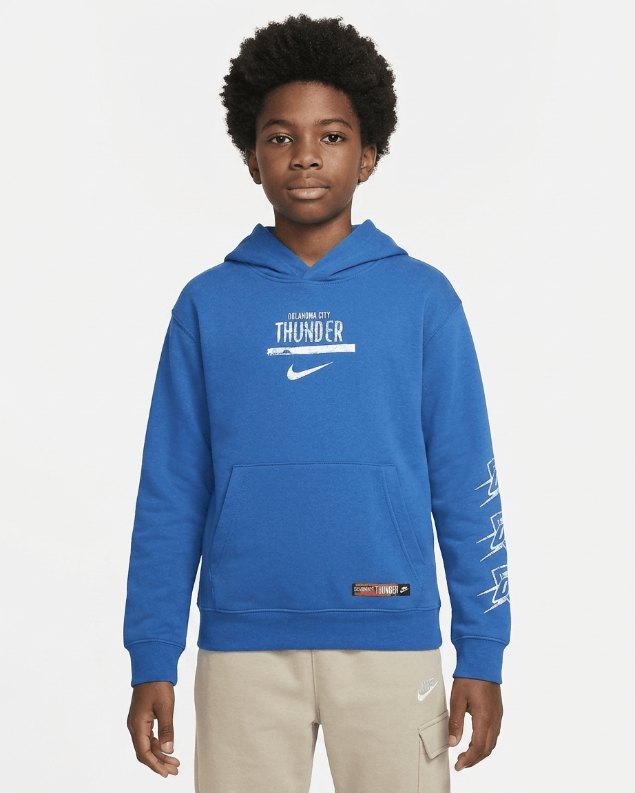 Nike Jumpers Youths Oklahoma City Thunder Nike NBA Prime Courtside Hoodie Jumper - Blue