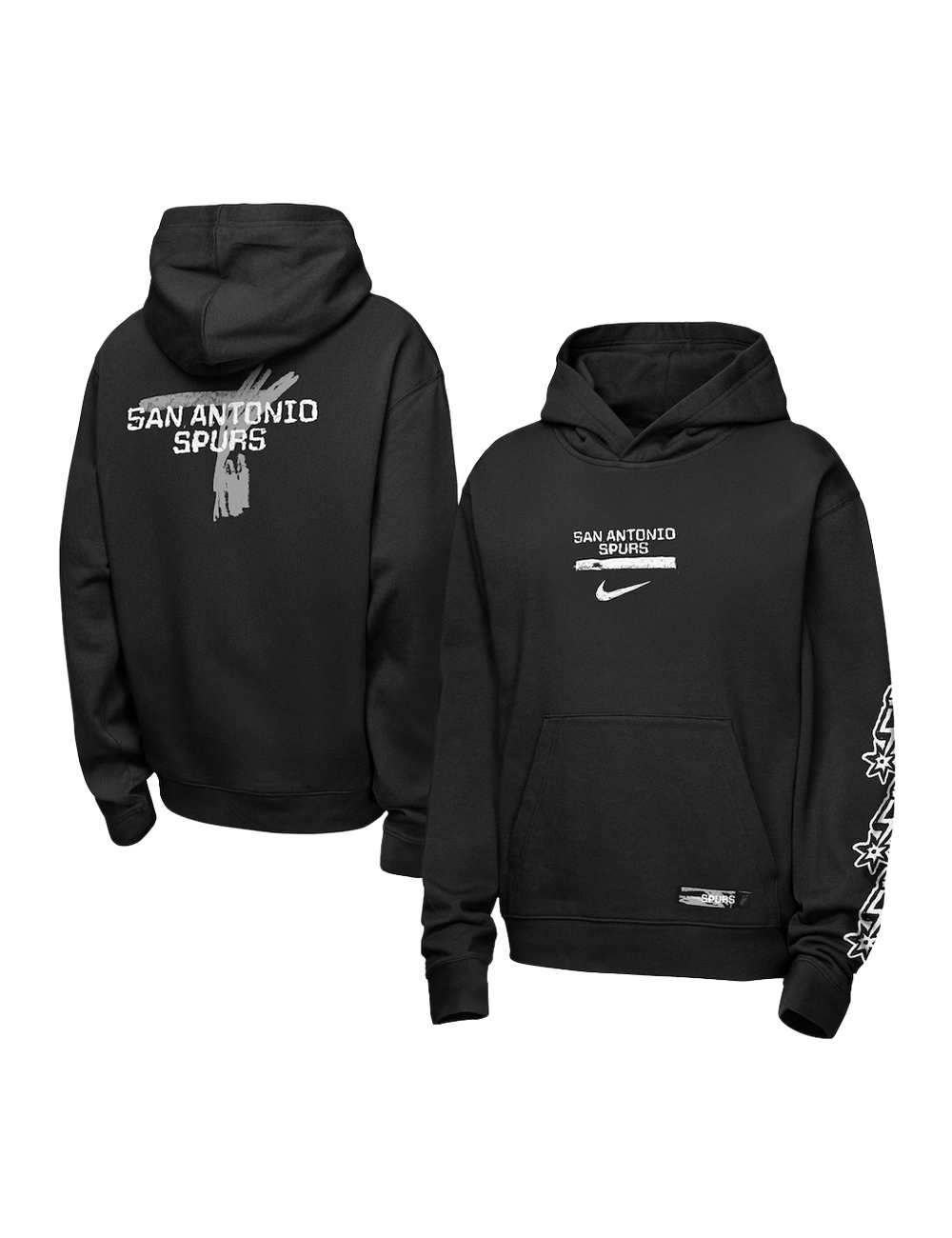 Nike Jumpers Youths San Antonio Spurs Nike NBA Prime Courtside Hoodie Jumper - Black