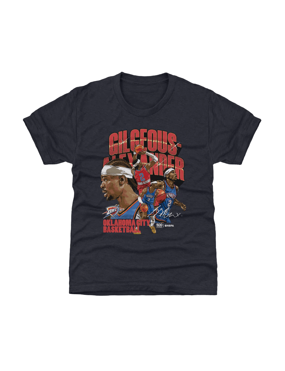 500 Level T-Shirts Youths Shai Gilgeous-Alexander Oklahoma City Thunder 500 Level NBA Collage T-Shirt - Tri Navy