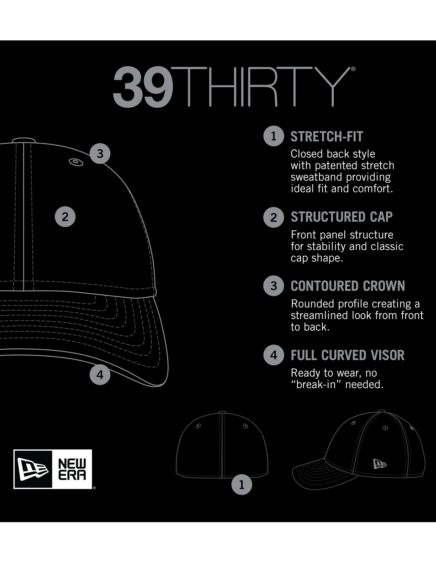 MLB League Batterman New Era MLB 39THIRTY Stretch-Fit Hat - Black