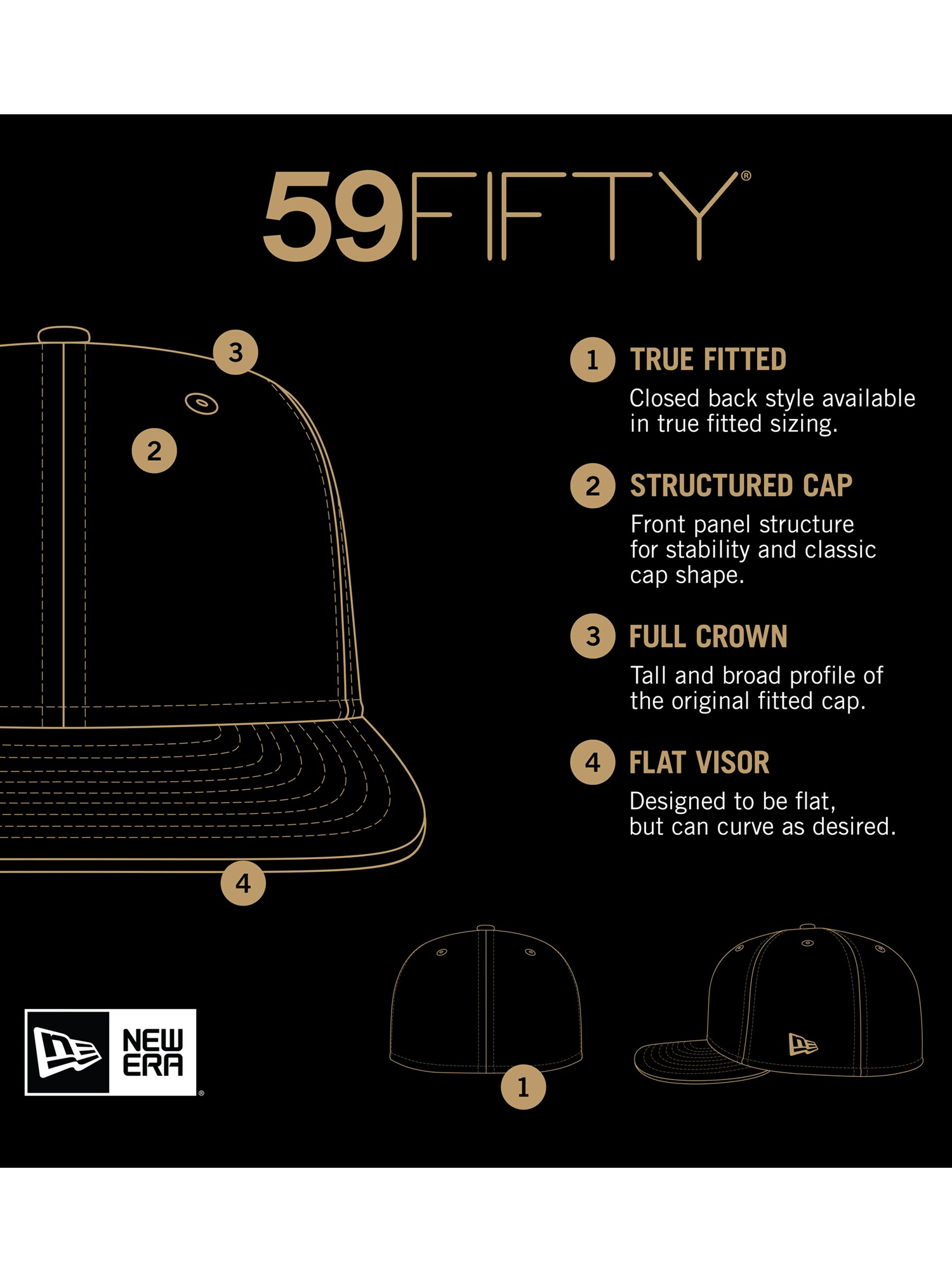 Las Vegas Raiders New Era NFL Team 59FIFTY Pre-Curved Fitted Hat - Black