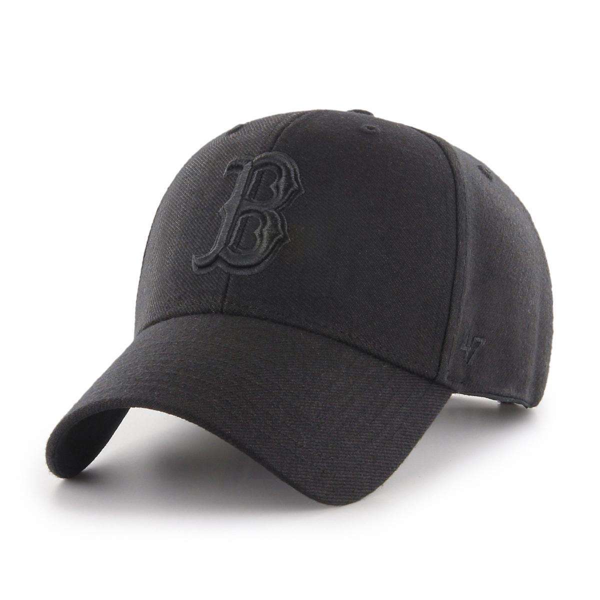 Boston Red Sox '47 MLB Black On Black MVP Snapback Curve Hat