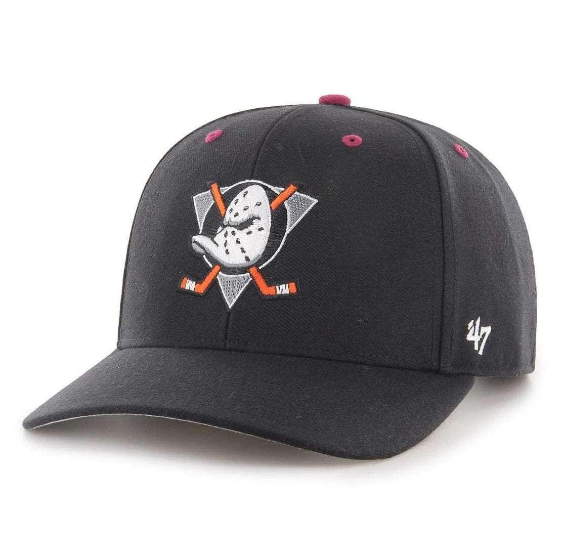 Anaheim Mighty Ducks '47 NHL Eyelet MVP DP Pre-Curved Snapback Hat - Black