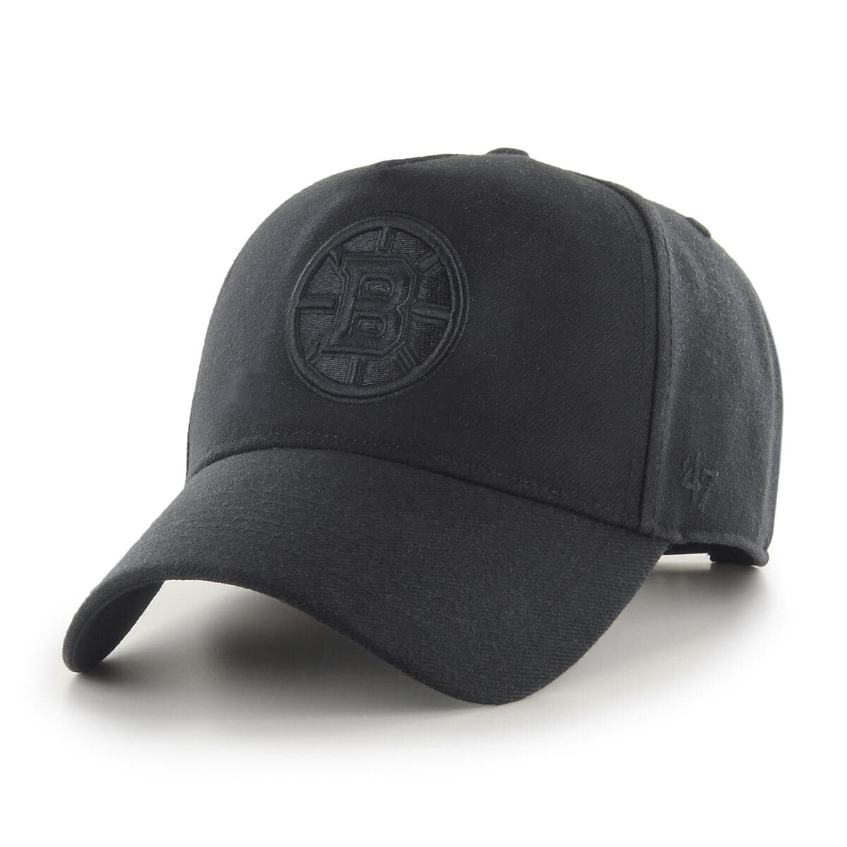 Boston Bruins '47 NHL Black On Black MVP DT Pinch Curve Snapback Hat