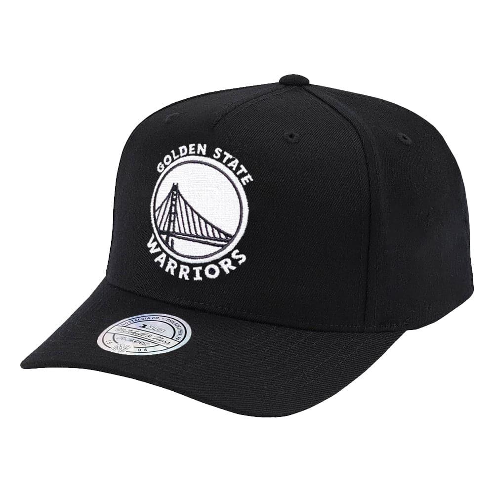Golden State Warriors Mitchell & Ness NBA Black & White 110 Curve Snapback Hat