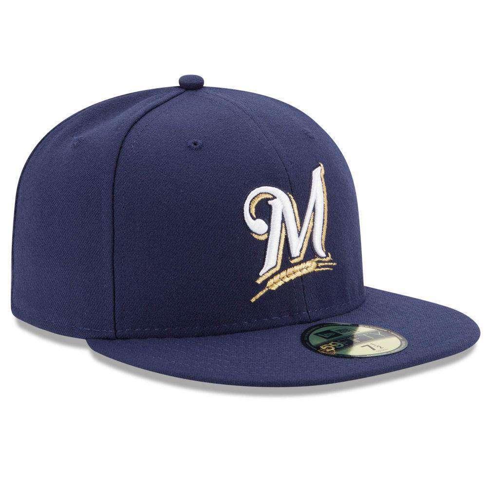 Milwaukee Brewers New Era MLB AC On-Field 59FIFTY Fitted Hat - Navy