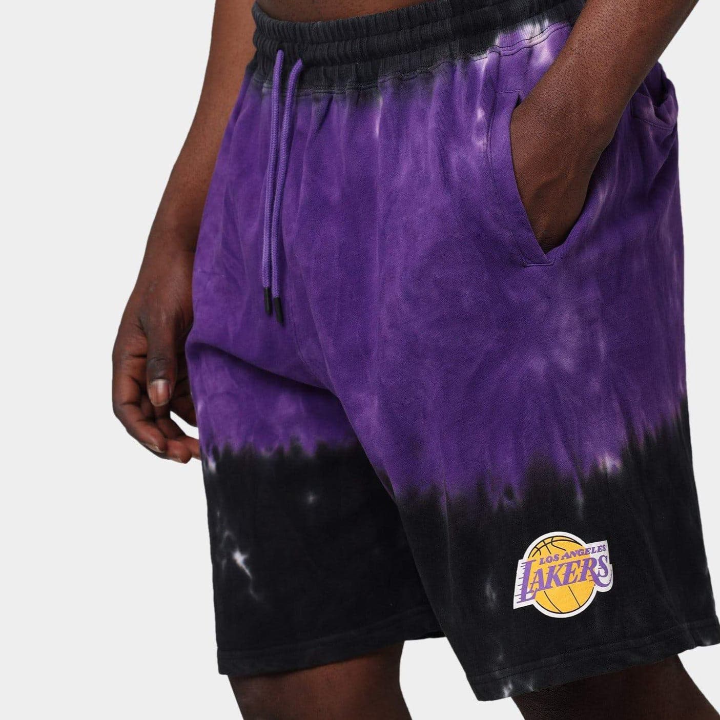 Los Angeles Lakers Mitchell & Ness NBA Tie Dye Premium Terry Shorts - Purple