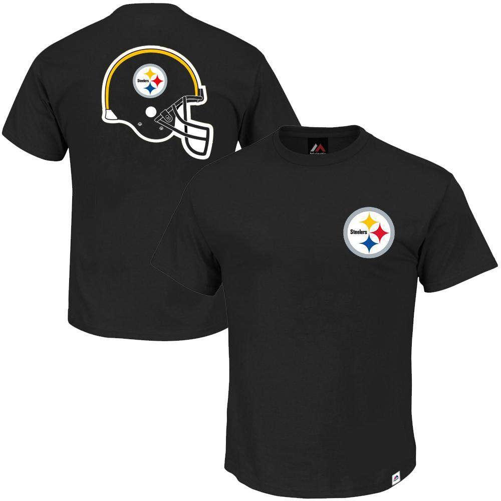 Pittsburgh Steelers Majestic NFL Helmet Logo T-Shirt - Black