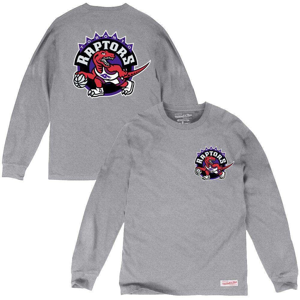 Toronto Raptors Mitchell & Ness NBA HWC Triple Double Long Sleeve T-Shirt - Grey