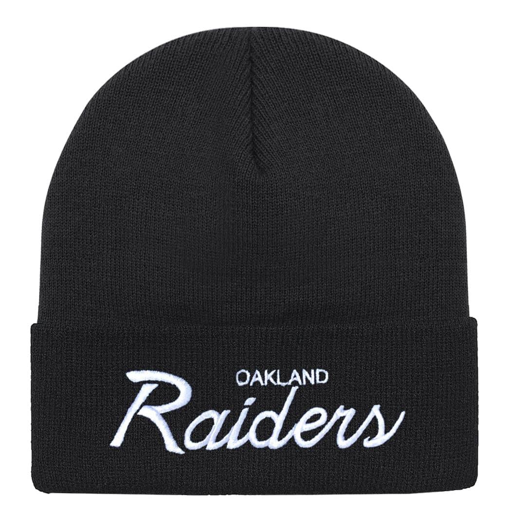 Las Vegas Raiders Mitchell & Ness NFL Special Script Cuff Knit Beanie - Black