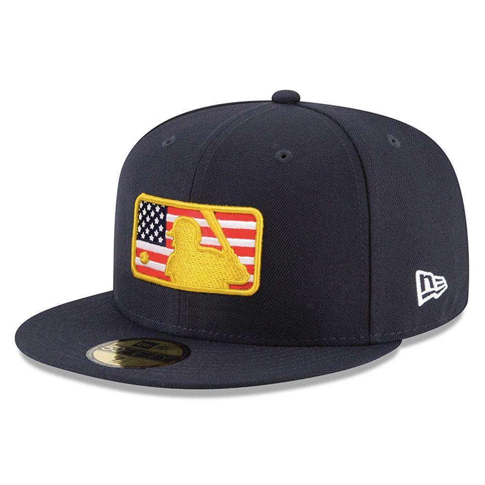 2018 4th of July Stars & Stripes MLB Logo New Era AC On-Field 59FIFTY Fitted Hat - Navy