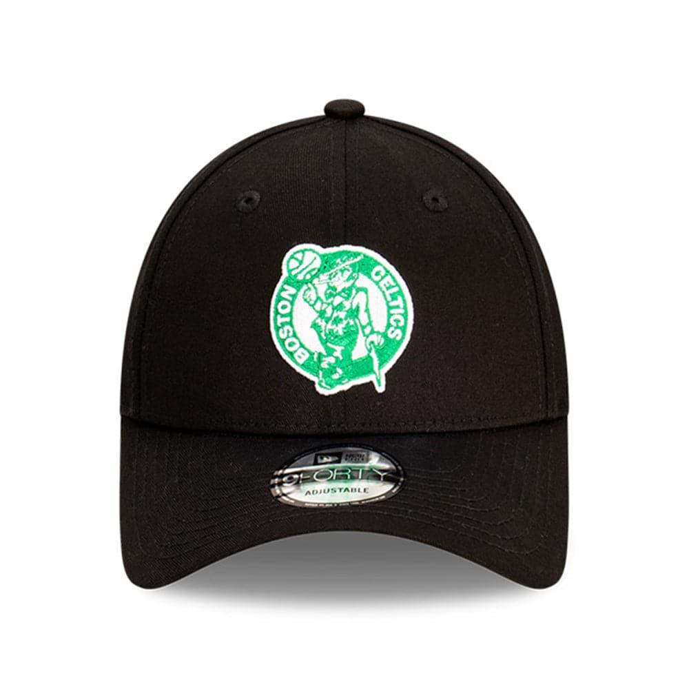 Boston Celtics New Era NBA Team Stripes 9FORTY Cloth Strap Curve Hat - Black