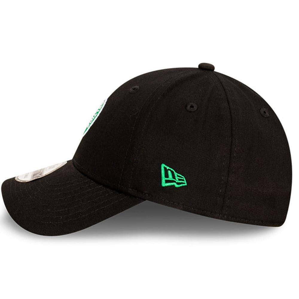 Boston Celtics New Era NBA Team Stripes 9FORTY Cloth Strap Curve Hat - Black