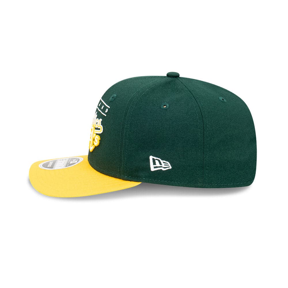 Oakland Athletics New Era MLB Line Script Pre-Curved 9FIFTY OF Snapback Hat - Green