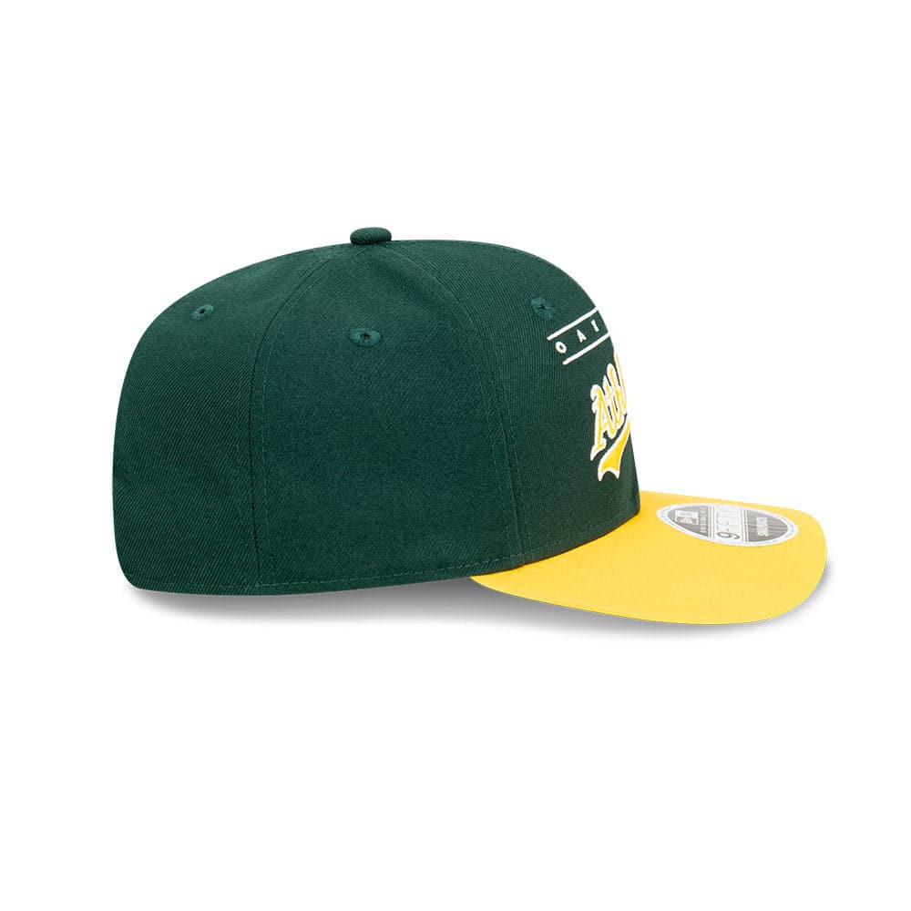 Oakland Athletics New Era MLB Line Script Pre-Curved 9FIFTY OF Snapback Hat - Green