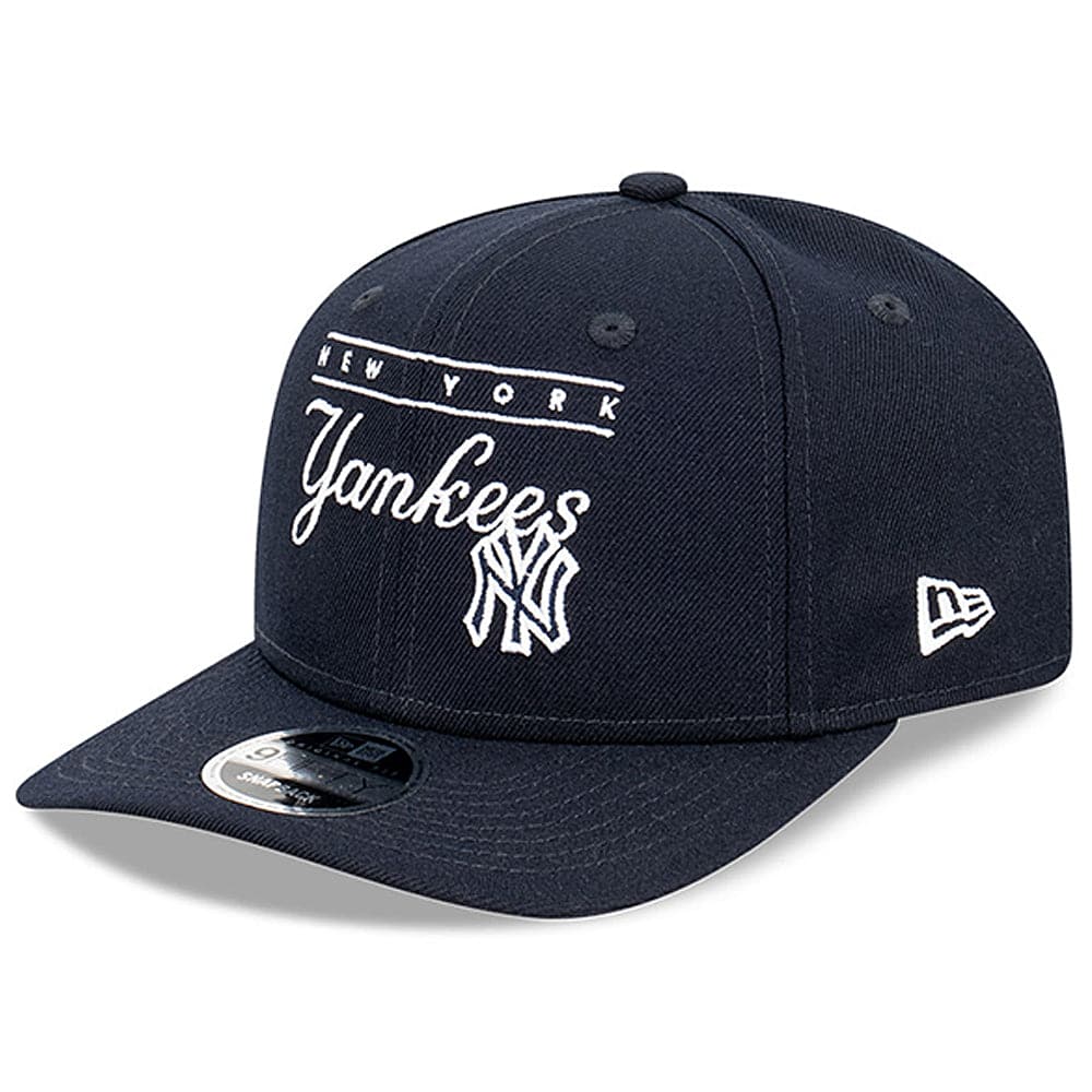 New York Yankees New Era MLB Line Script Pre-Curved 9FIFTY OF Snapback Hat - Navy