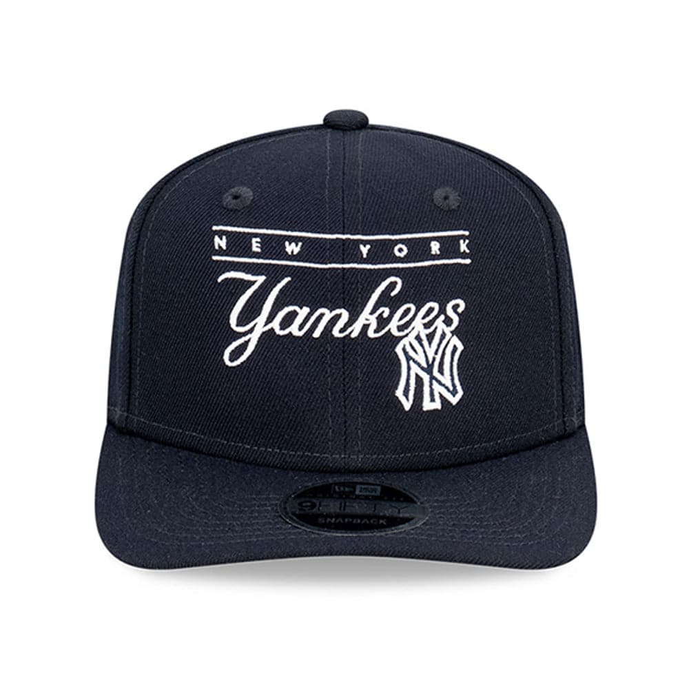 New York Yankees New Era MLB Line Script Pre-Curved 9FIFTY OF Snapback Hat - Navy