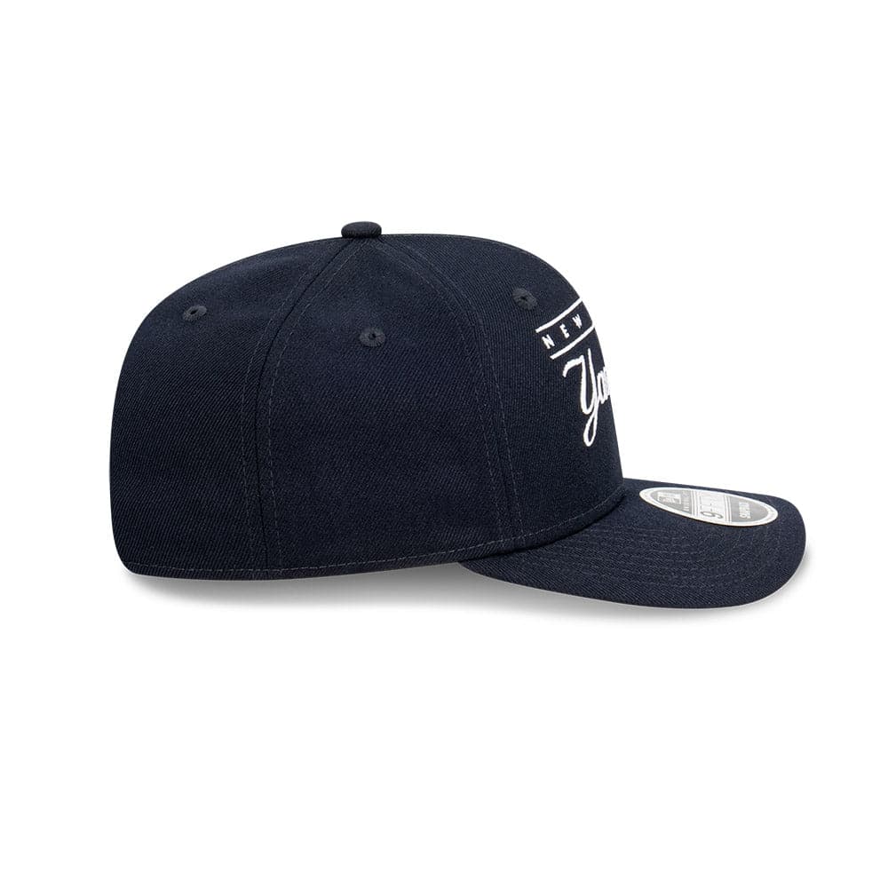 New York Yankees New Era MLB Line Script Pre-Curved 9FIFTY OF Snapback Hat - Navy