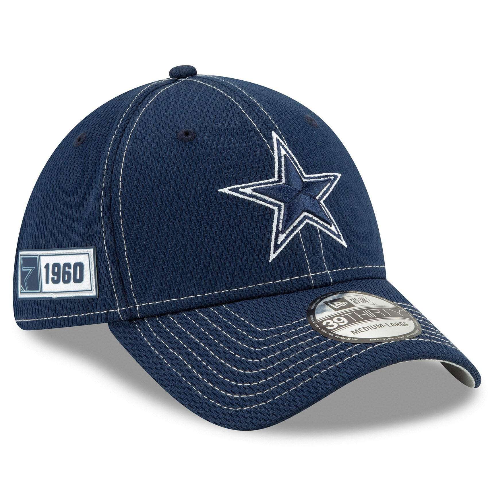 Dallas Cowboys New Era NFL 2019 Sideline Road 39THIRTY Stretch-Fit Curve Hat - Navy
