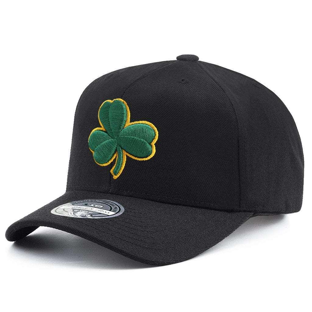 Boston Celtics Mitchell & Ness NBA HWC Logo 110 Curved Snapback Hat - Black