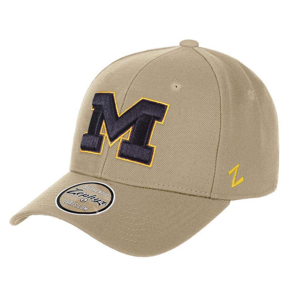 Michigan Wolverines Zephyr NCAA KHK ZC Team Curved Snapback Hat - Khaki