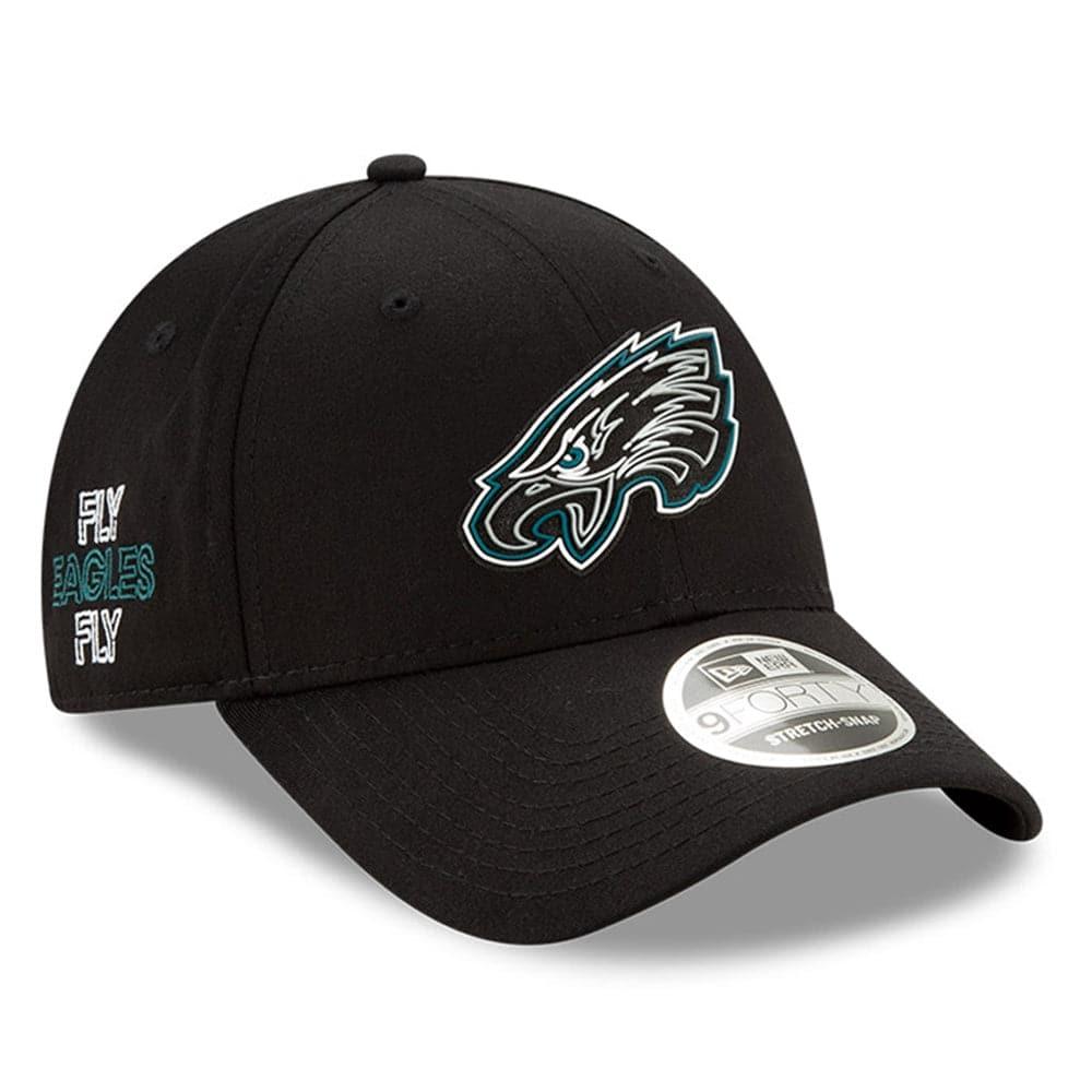 Philadelphia Eagles New Era NFL 2020 Draft 9FORTY Stretch Snapback Curve Hat - Black