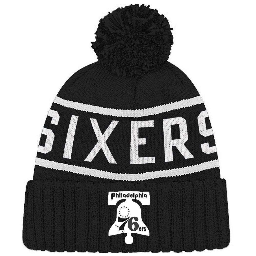 Philadelphia 76ers Mitchell & Ness NBA Black & White HWC High 5 Knit Beanie
