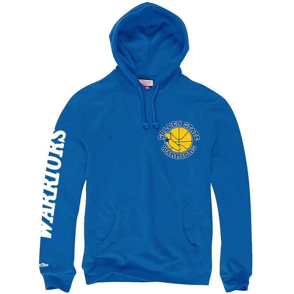 Golden State Warriors Mitchell & Ness NBA HWC Wordmark Hoodie Jumper - Blue
