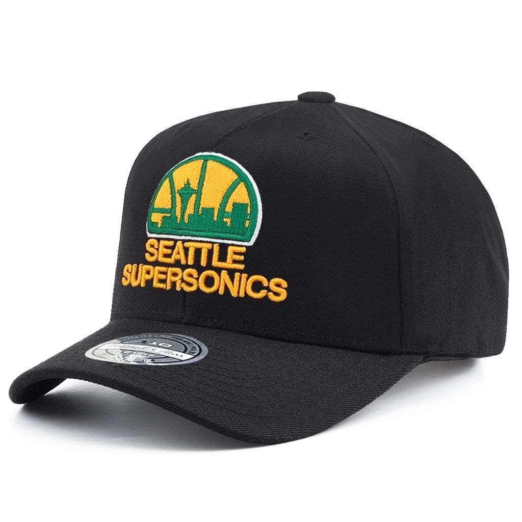 Seattle Supersonics Mitchell & Ness NBA Throwback HWC 110 Curve Snapback Hat - Black