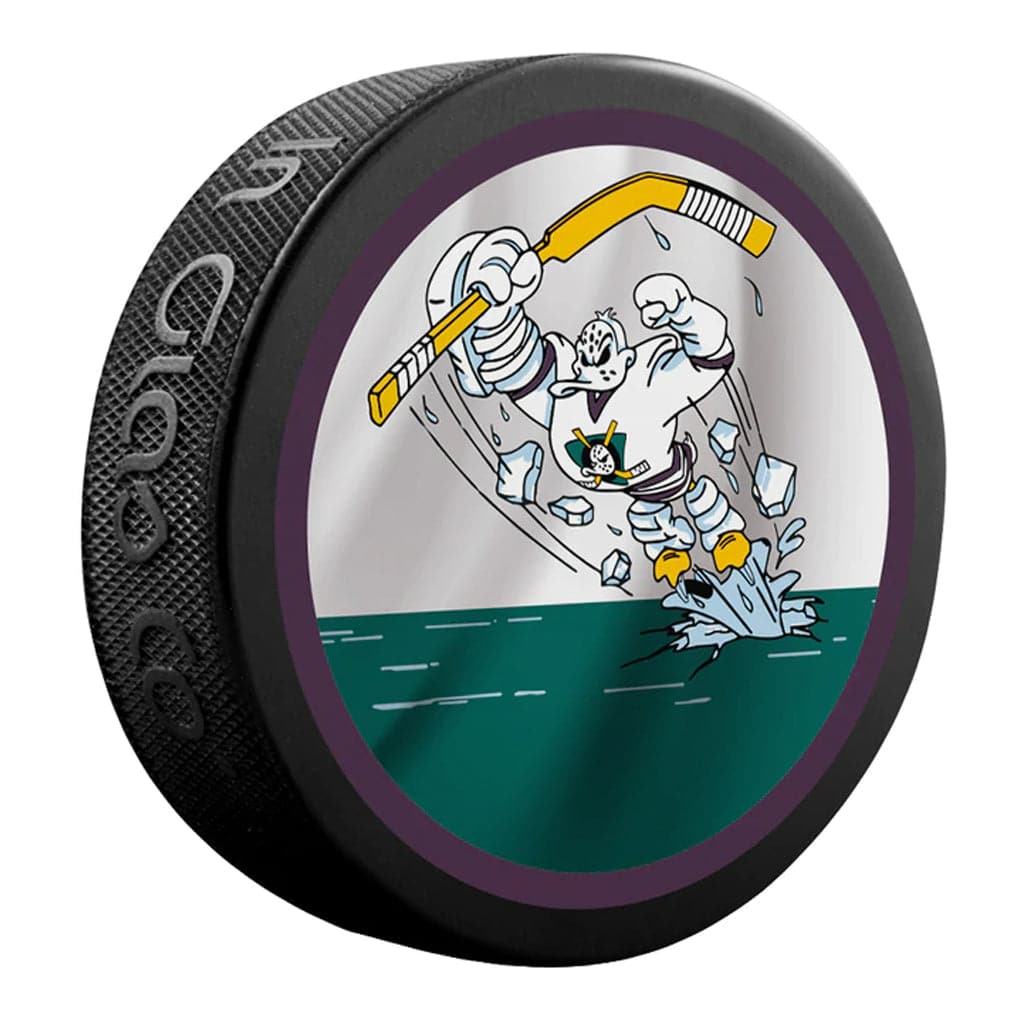 Anaheim Mighty Ducks Inglasco NHL Retro Reverse Souvenir Puck