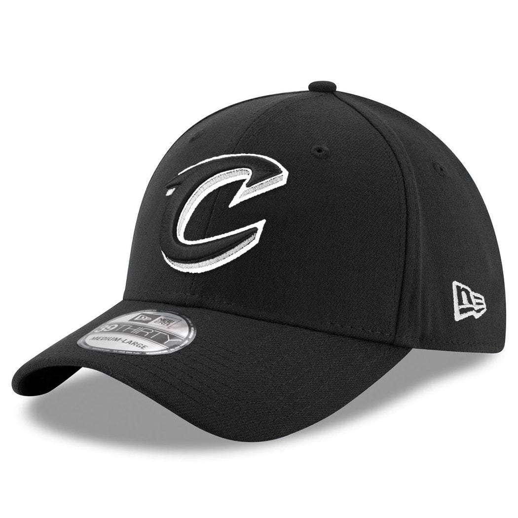 Cleveland Cavaliers New Era NBA Black & White 39THIRTY Stretch-Fit Curve Hat