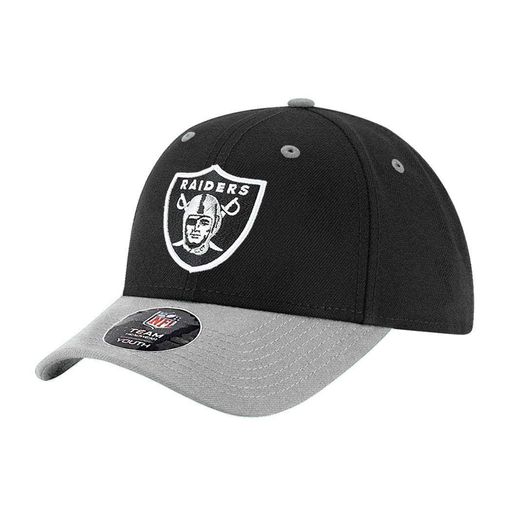 Youths Oakland Raiders Outerstuff NFL Two Tone Curved Snapback Hat - Black