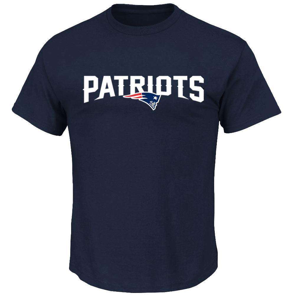New England Patriots Majestic NFL Wordmark T-Shirt - Navy