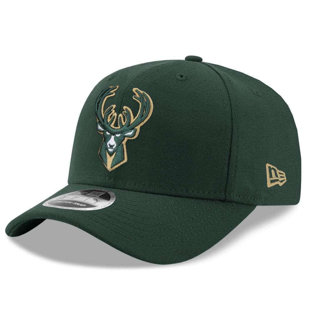 Milwaukee Bucks New Era NBA Team Stretch-Snap 9FIFTY Curved Snapback Hat - Green