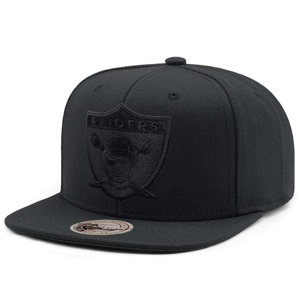 Oakland Raiders Mitchell & Ness NFL All Black High Crown Snapback Hat