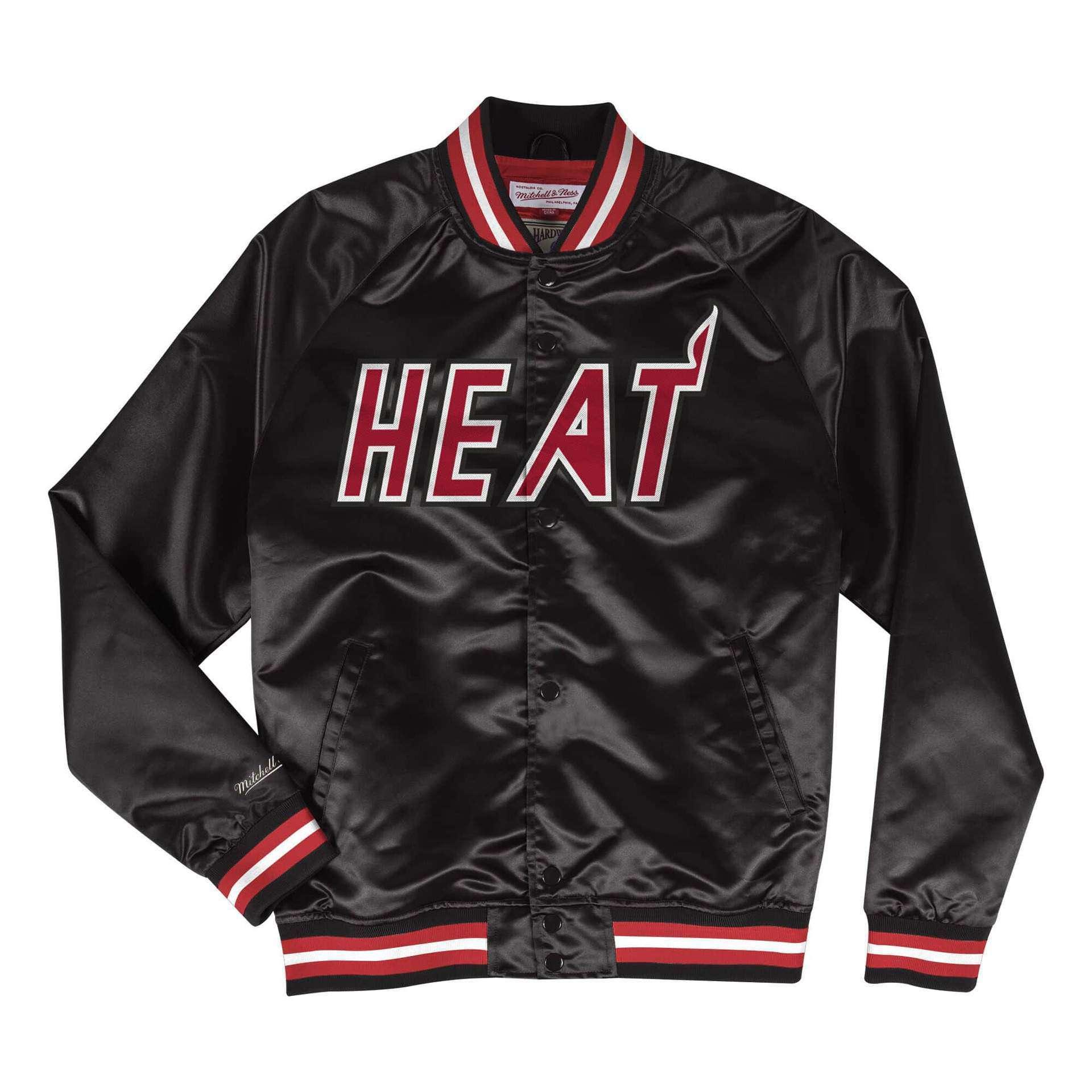 Miami Heat Mitchell & Ness NBA Lightweight Satin Jacket - Black