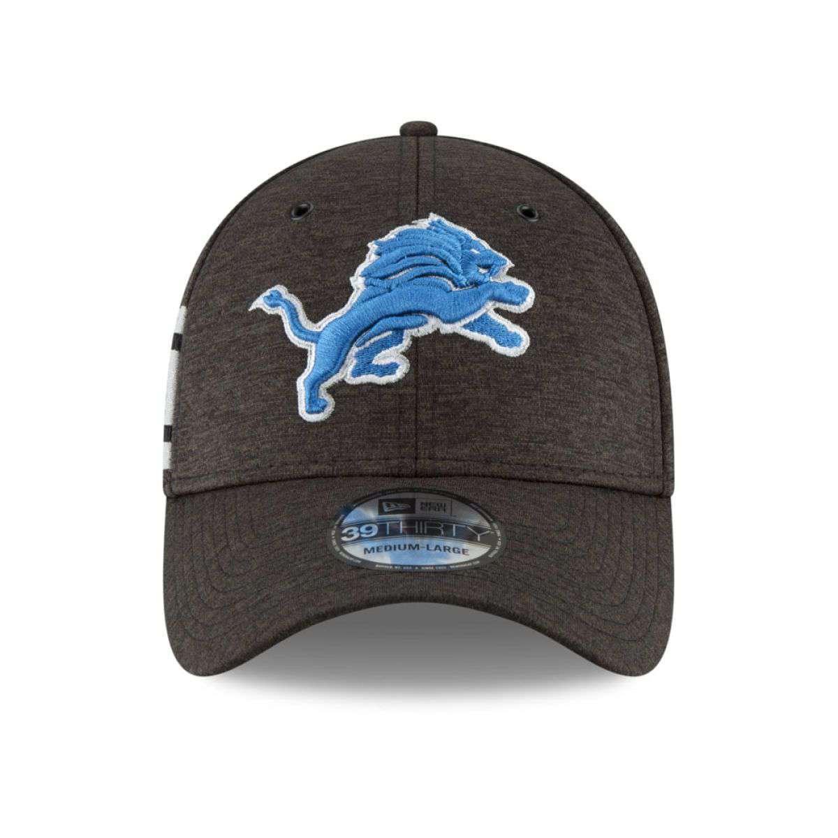 Detroit Lions New Era NFL 2018 Sideline 39THIRTY Stretch-Fit Curved Hat - Black