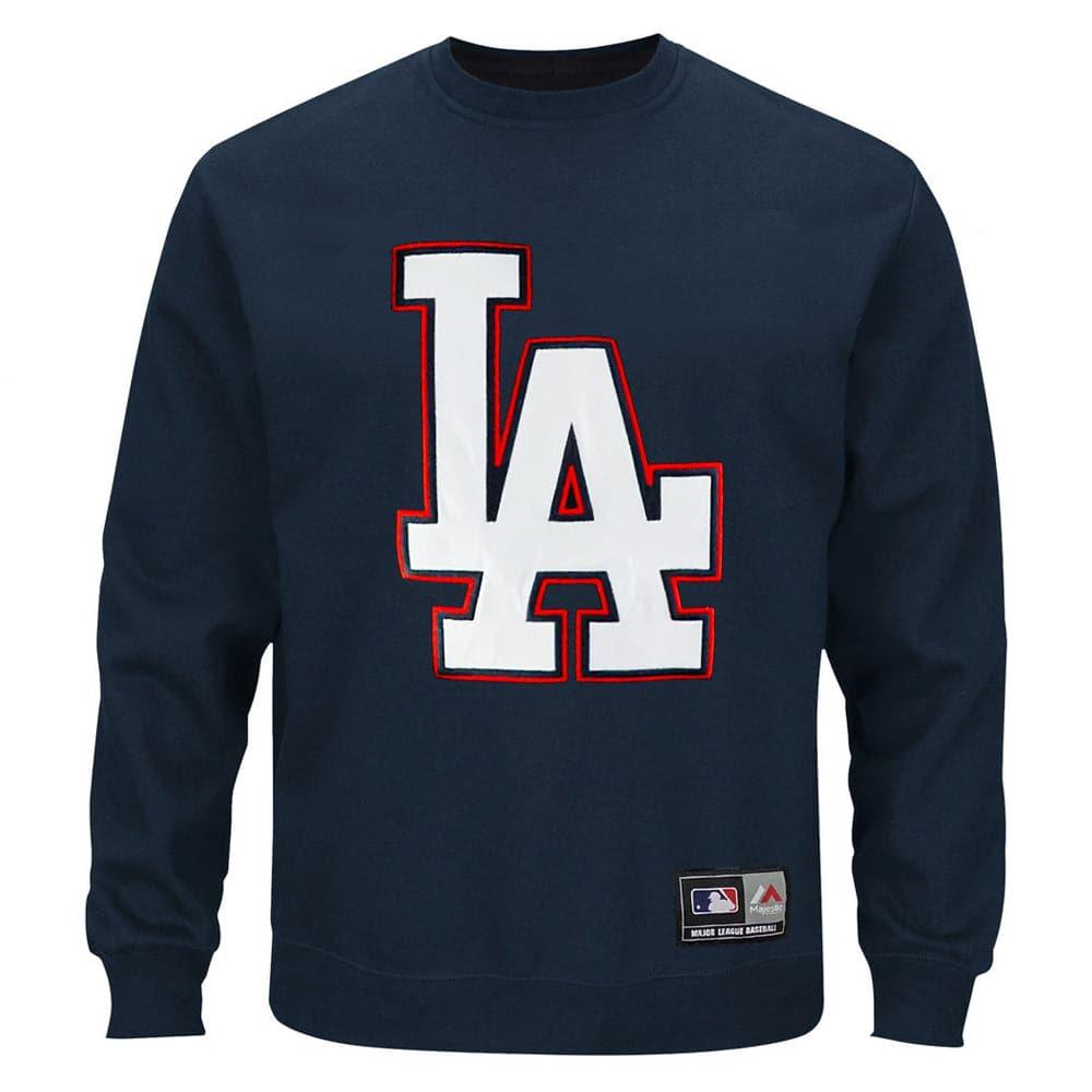 Los Angeles Dodgers Majestic MLB Large Patch Logo Crew Jumper - Navy