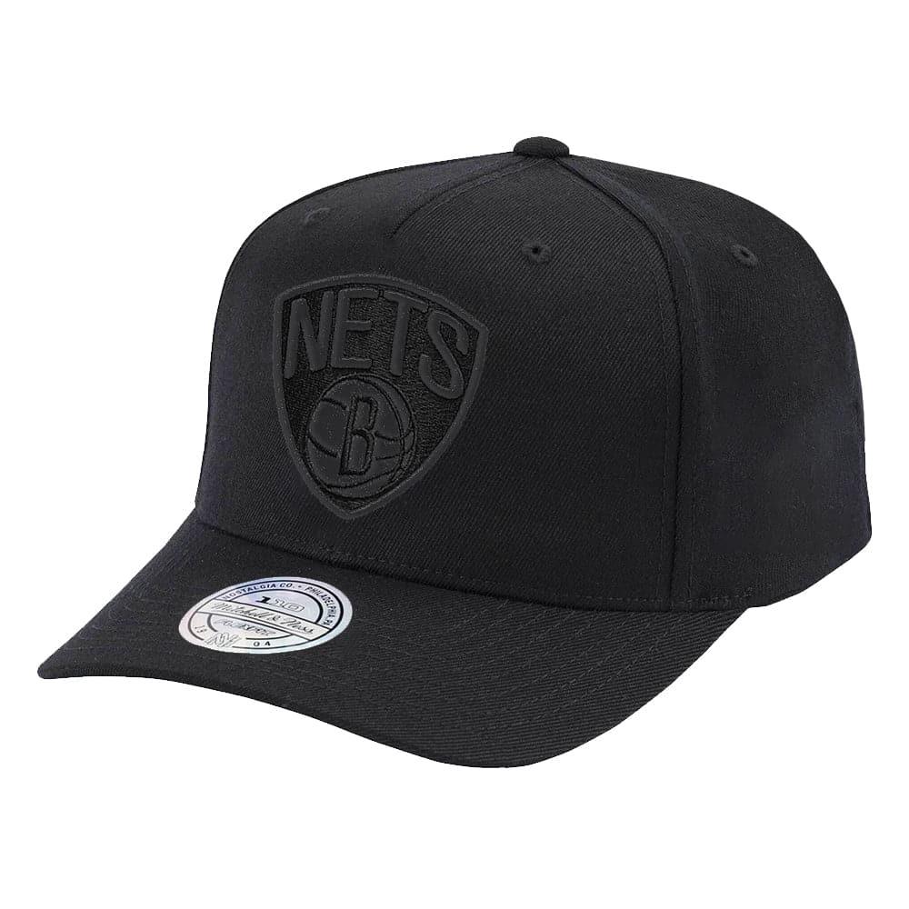 Brooklyn Nets Mitchell & Ness NBA All Black 110 Curve Snapback Hat