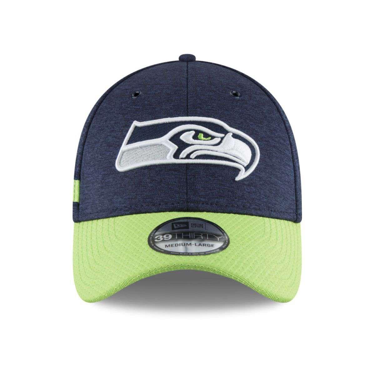 Seattle Seahawks New Era NFL 2018 Sideline 39THIRTY Stretch-Fit Curved Hat - Navy