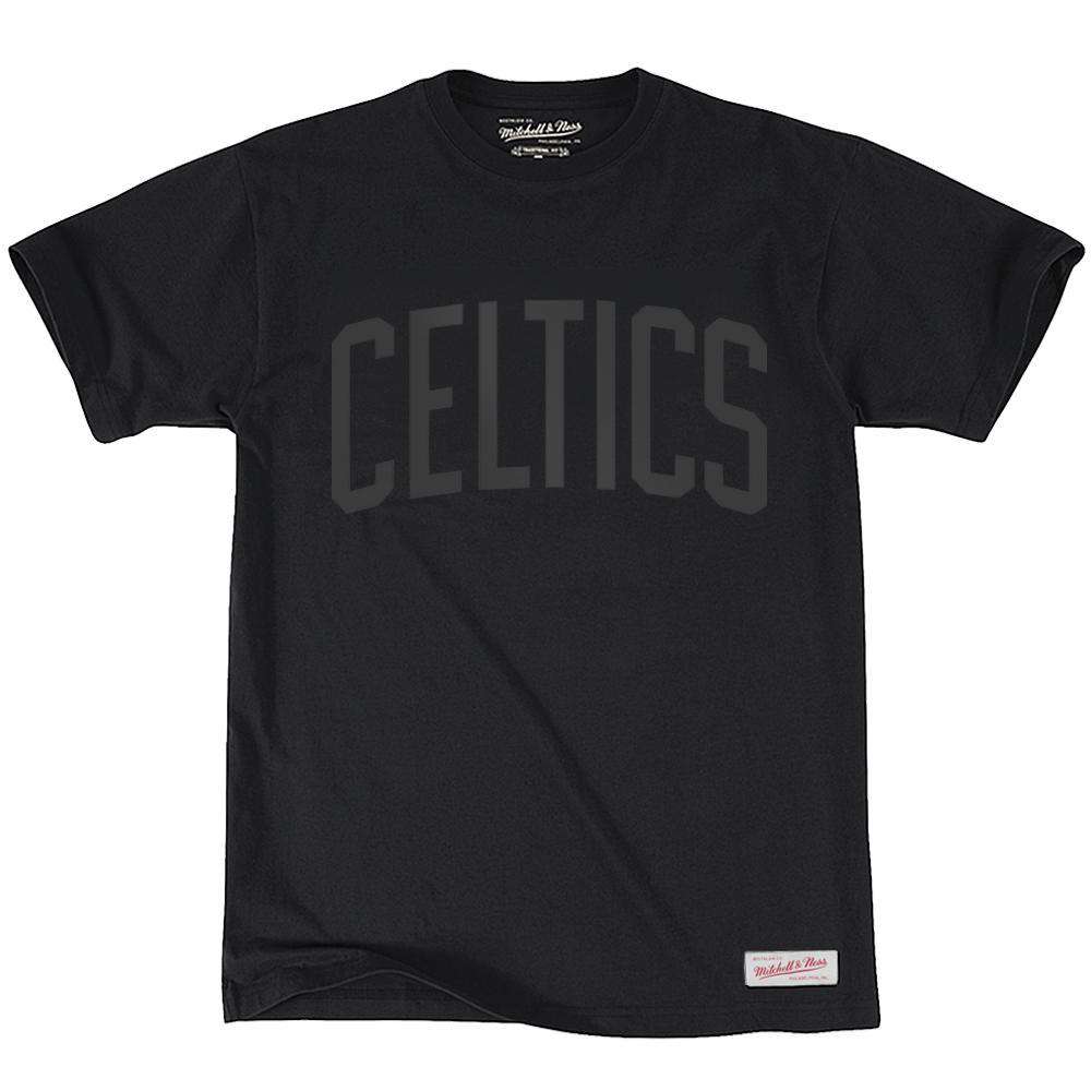 Boston Celtics Mitchell & Ness NBA Tonal Wordmark T-Shirt - Black